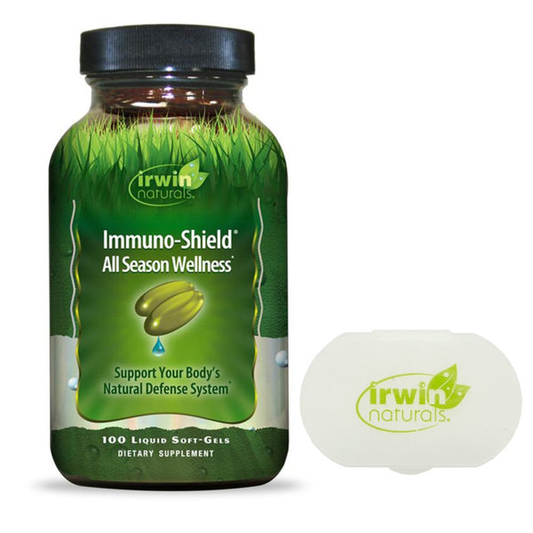 Irwin Naturals Immune Support Supplement Immuno Shield - 100 Ct + Pill Case