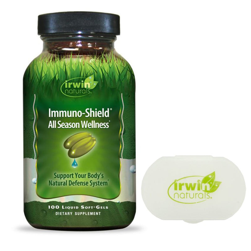 Irwin Naturals Immune Support Supplement Immuno Shield - 100 Ct + Pill Case