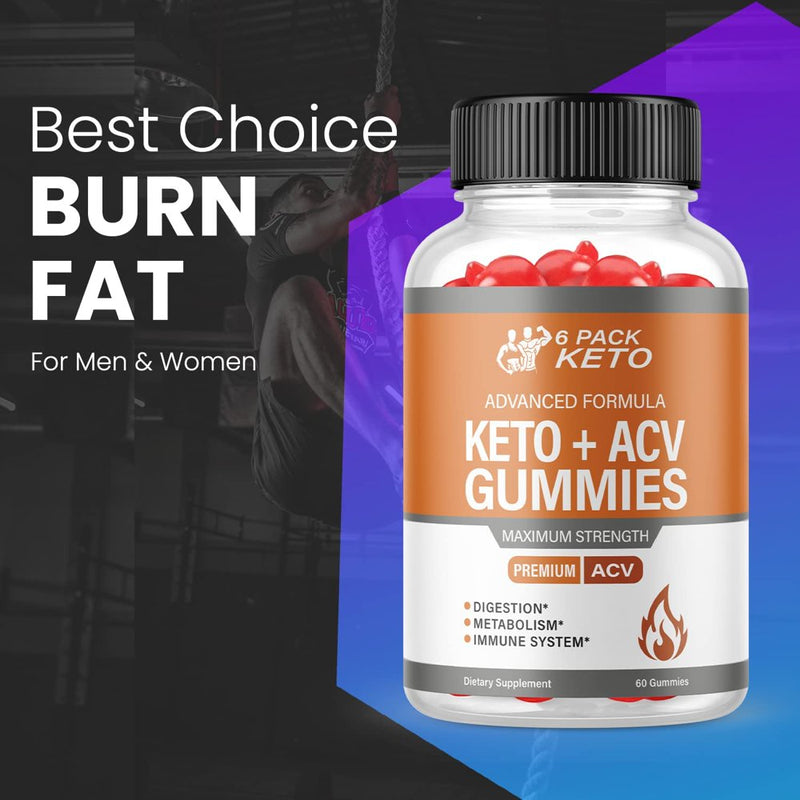 (1 Pack) 6 Pack Keto ACV Gummies - Supplement for Weight Loss - Energy & Focus Boosting Dietary Supplements for Weight Management & Metabolism - Fat Burn - 60 Gummies