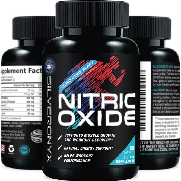 Extra Strength Nitric Oxide Supplement L Arginine 3X Strength - Citrulline Malate, AAKG, Beta Alanine - Premium Muscle Supporting Nitric Booster for Strength & Energy to Train Harder - 60 Capsules