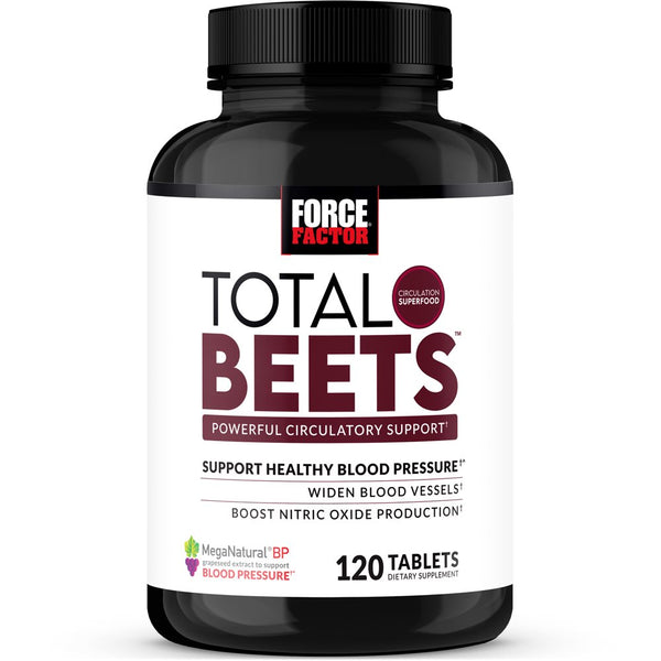 Force Factor Total Beets Blood Pressure Supplement with Beetroot, 120 Tablets