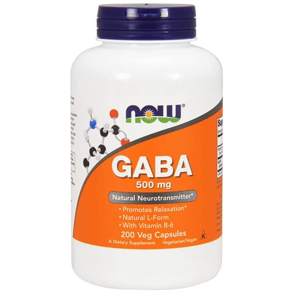 NOW Supplements, GABA (Gamma-Aminobutyric Acid) 500 Mg + B-6, Natural Neurotransmitter*, 200 Veg Capsules