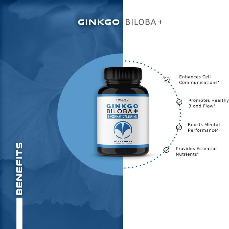 Havasu Ginkgo Biloba 120Mg | Nootropics Brain Support Supplement for Energy and Memory, 60Ct