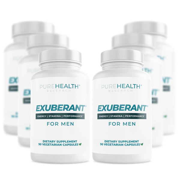 Testosterone Booster Exuberant for Men by Purehealth Research, 6 Bottles
