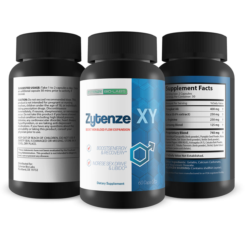 Zytenze XY - Male Expansion Formula & Testosterone Support - Secret Men Blood Flow Expansion - Use Zytenze to Help Boost Male Energy, Recovery, Drive, Libido, Circulation, Nutrient Delivery