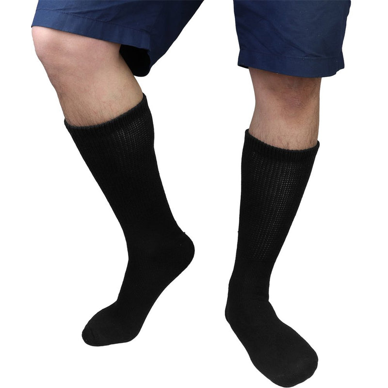 Falari Diabetic Crew Socks Physicians Approved Socks for Men Women Legs Blood Circulatory Problems Diabetes Edema Neuropathy 10-13 Black 12-Pack