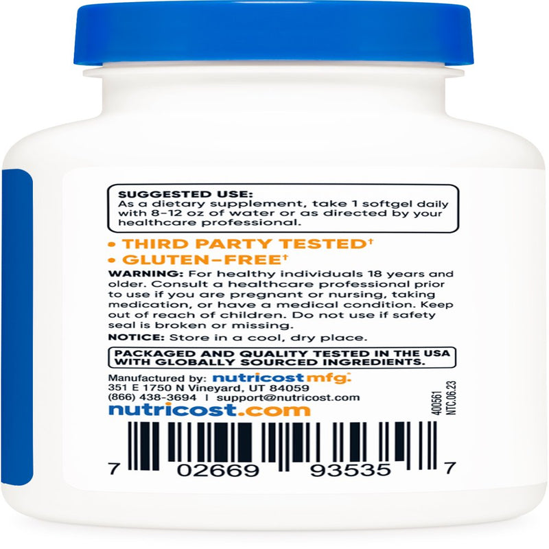 Nutricost Vitamin D3 5,000 IU, 240 Softgels - Non-Gmo Supplement