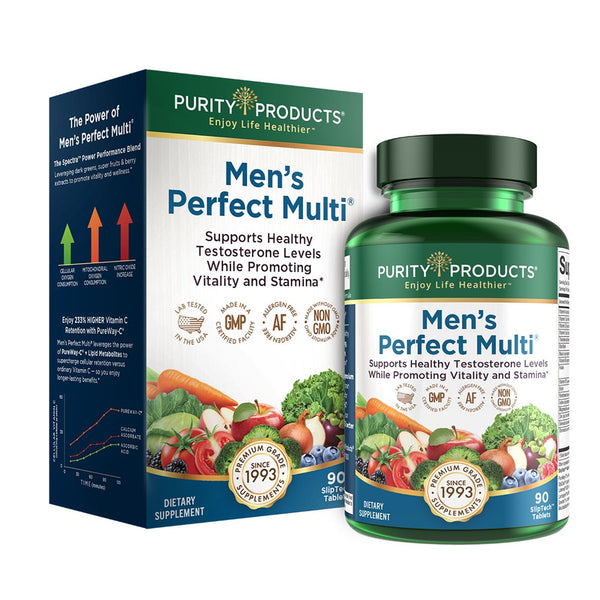 Men'S Perfect Multi from Purity Products - Vitamins, Minerals and Phytonutrients - Supports Healthy Testosterone Levels and Promotes Energy, Vitality and Stamina - 90 Tablets