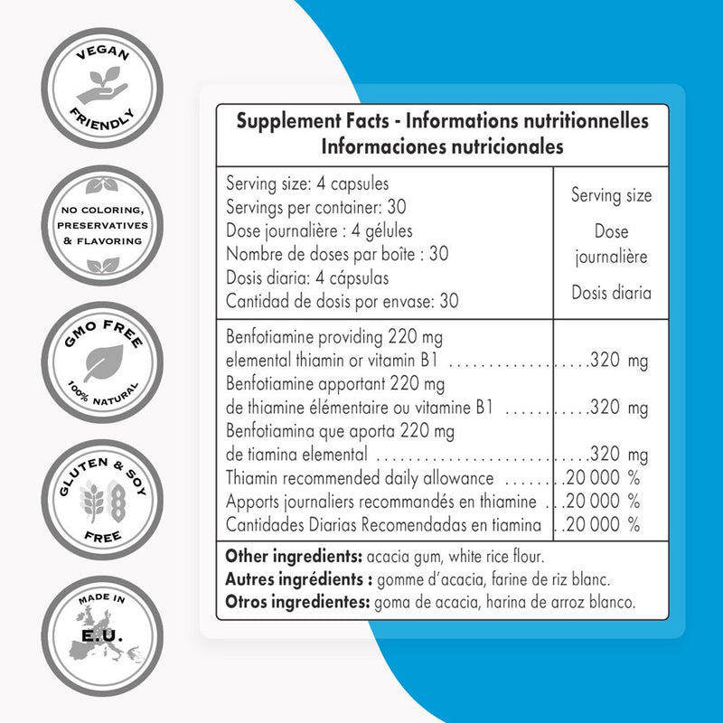 Supersmart - Benfotiamine 320 Mg per Day (Thiamine) - Vitamin B1 Supplement - Blood Health Pills | Non-Gmo & Gluten Free - 120 Vegetarian Capsules