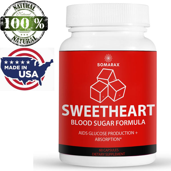 Sweetheart – Blood Sugar Supplement, 20 Natural Ingredients for Healthy Blood Sugar Levels, Cardiovascular Health, Sugar Balance, Strengthens Immune System, 60 Capsules by Somarax