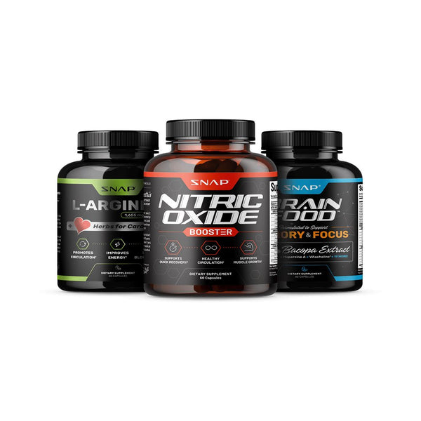 Snap Supplements Nitric Oxide Booster + L-Arginine + Nootropic Brain Booster (60+60+60) Capsules