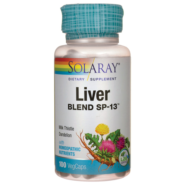 Solaray Liver Blend SP-13 | Healthy Liver & Kidney Support with Milk Thistle, Dandelion, Artichoke Leaf, Kelp, Peppermint Aerial & More | 100 Vegcaps