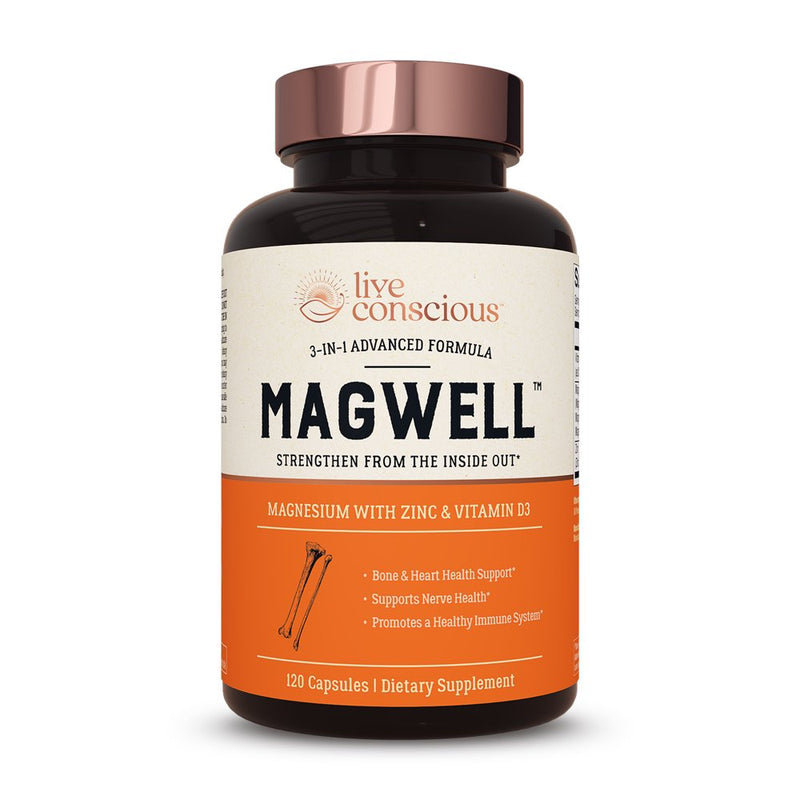 Live Conscious Magwell Magnesium Triple Complex W/ Glycinate Citrate, 120Ct