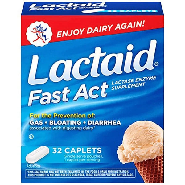 Lactaid Fast Act Lactose Intolerance Caplets, 32 Travel Packs of 1-Ct.