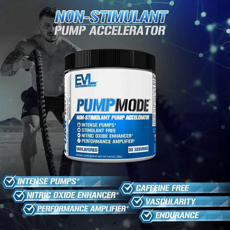 Maximum Strength Nitric Oxide Booster Supplement - Evlution Nutrition Pump Mode Powder 30 Servings (Unflavored)