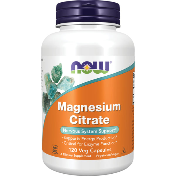 NOW Supplements, Magnesium Citrate, Enzyme Function*, Nervous System Support*, 120 Veg Capsules