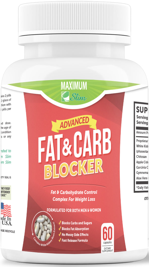 Maximum Slim Fat and Carb Blocker Weight Loss Pills, 60 Ct