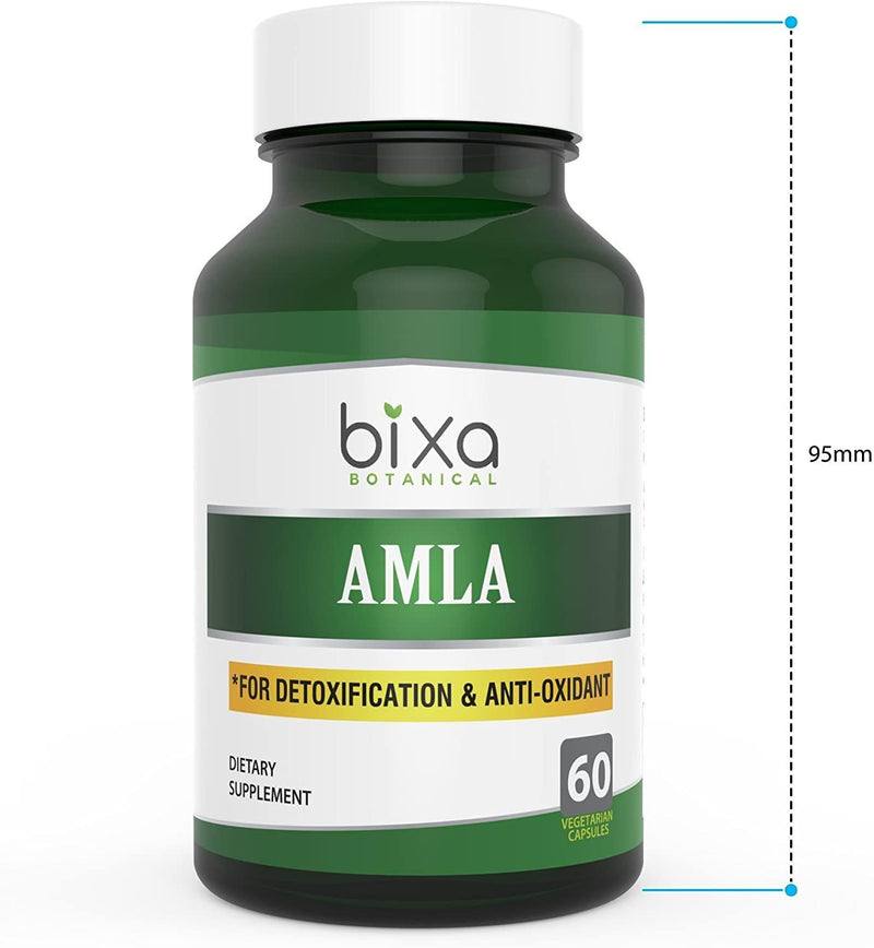 bixa BOTANICAL Amla Extract Tannins 40% Veg Capsules, Ayurvedic Herb For Detoxification Anti-Oxidant And Cardiac Health, Antioxidant Ideal Vitamin C Supplement and Immunity Booster 60 Count (450Mg)