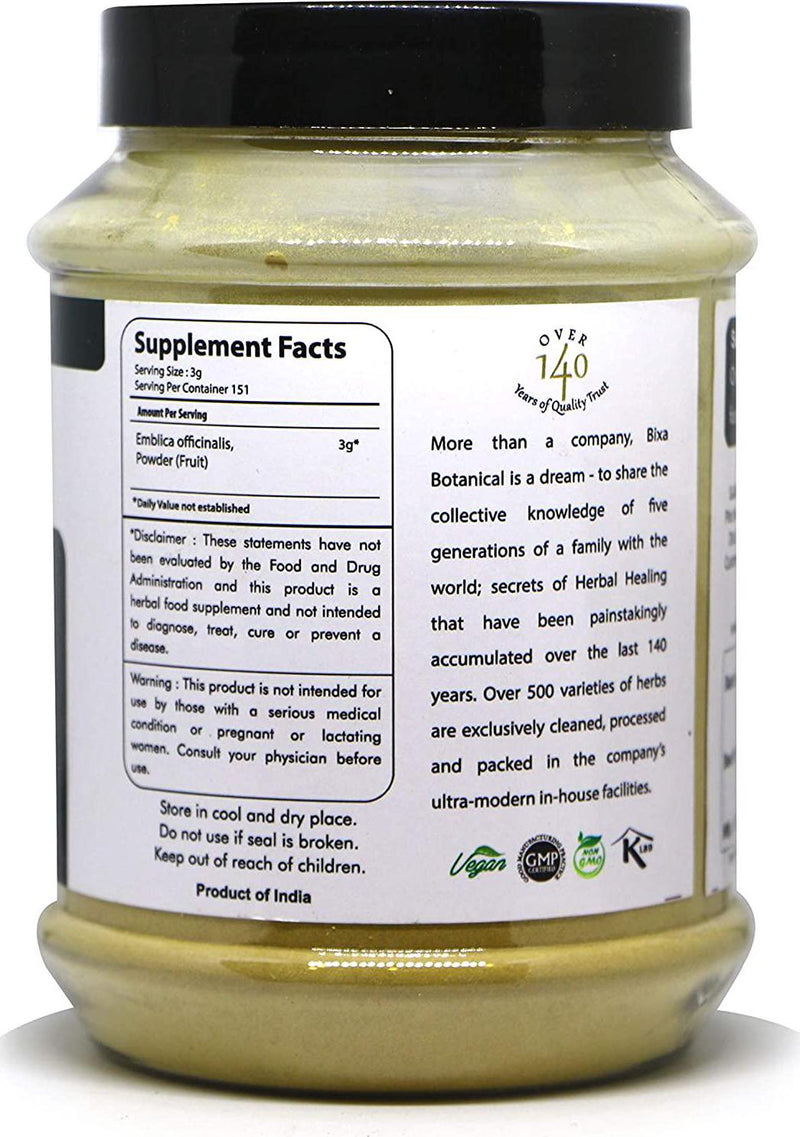 bixa BOTANICAL Amla Powder (Emblica Officinalis)| Antioxidant| Herbal Vitamin C Supplement | Immunity Booster Herbal Supplement | Useful To Re-Energize Generally Weak Body (1 Pound / 16 Oz) |