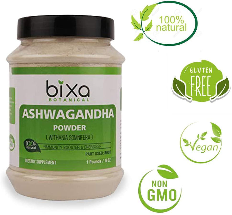 bixa BOTANICAL Ashwagandha Root Powder (Withania Somnifera Root),Indian Ginseng- Best Re-Energizer and Immunity Booster | Herbal Supplement For Improve Sleep - (16 Oz / 1 Pound)