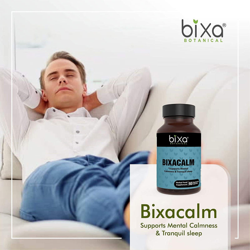 bixa BOTANICAL Bixacalm Capsules, Ashwagandha Extract Supports Mental Calmness and Valerian Extract For Calm Sleep - 60 Veg Capsules (450Mg)