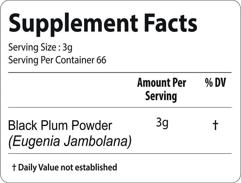 bixa BOTANICAL Jamun Powder (Black Plum) (Eugenia Jambolana) 200G (7 Oz) | Herbal Supplement For Normal Blood Sugar Level, Supports Proper Digestion