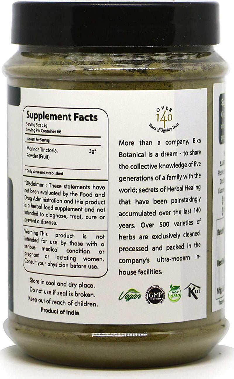 bixa BOTANICAL Noni Powder(Morinda Citrifolia), Vitamin C Supplement, Ayurvedic Herbal Supplement Helps To Repair Cellular Damage Along With Other Medications, Anti-Oxidant Energising Agent(7 Oz/200G)