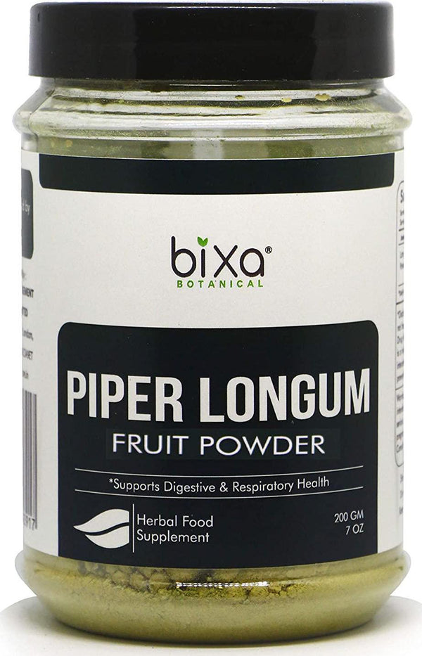 bixa BOTANICAL Piper Longum Powder (Pippali) - 200G (7 Oz) | An Ideal Alterative and Respiratory Tonic, Ayurvedic Herbal Supplement For Carminative, Anti-Helminthic and Prevents Bloatingness Of Stomach