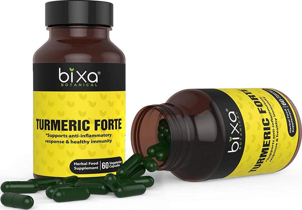 bixa BOTANICAL Turmeric Forte Capsules With Curcuminoids - Helps To Control Chronic Allergic Reactions And Cough, Common Cold, Herbal Blood Purifier, Immunity Booster - (450Mg 60 Veg Capsules)