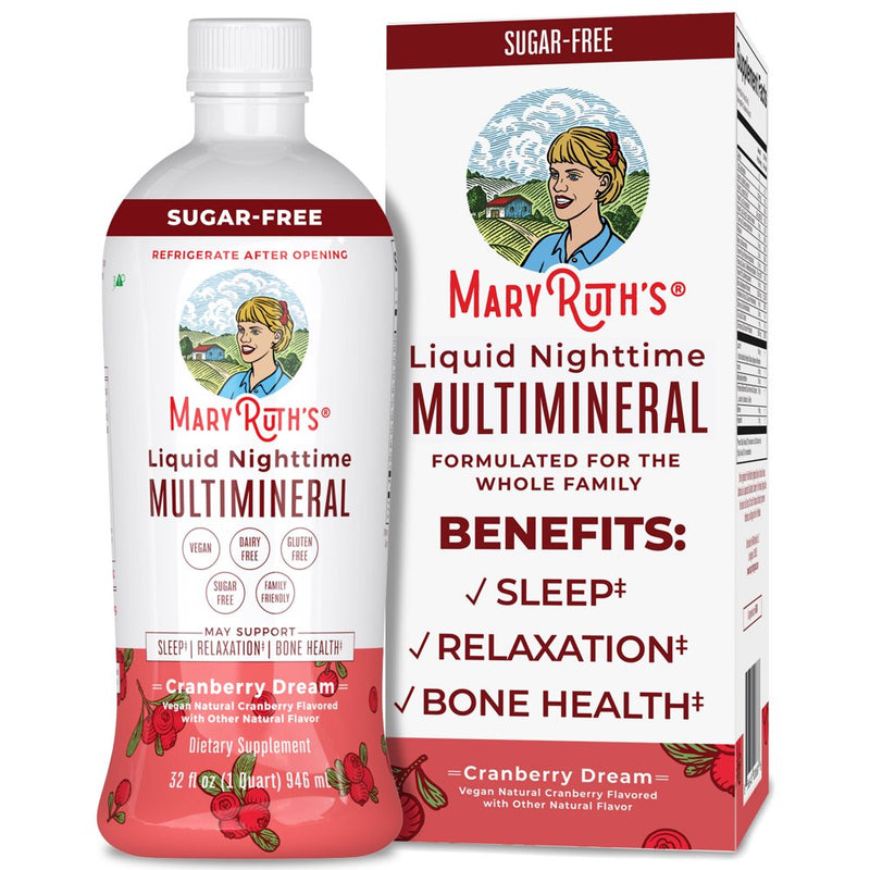 Maryruth Organics | Liquid Nighttime Multimineral Supplement | Sleep Support for Adults & Kids 1+ | Relaxation, General Wellness | Vegan, Gluten Free | 32 Fl Oz