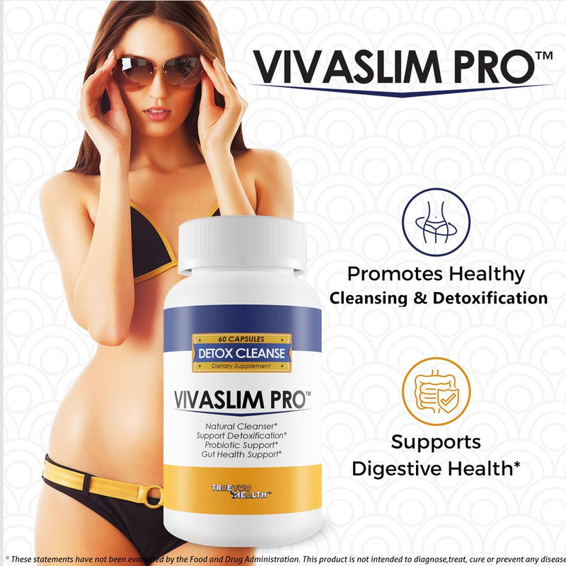 Vivaslim Pro - Premium Detox Cleanse Supplement - Natural Formula with Bonus Probiotics to Rejuvenate Your Body - Support Energy, Vitality, Weight Loss - Aid Gut Health & Digestive Health