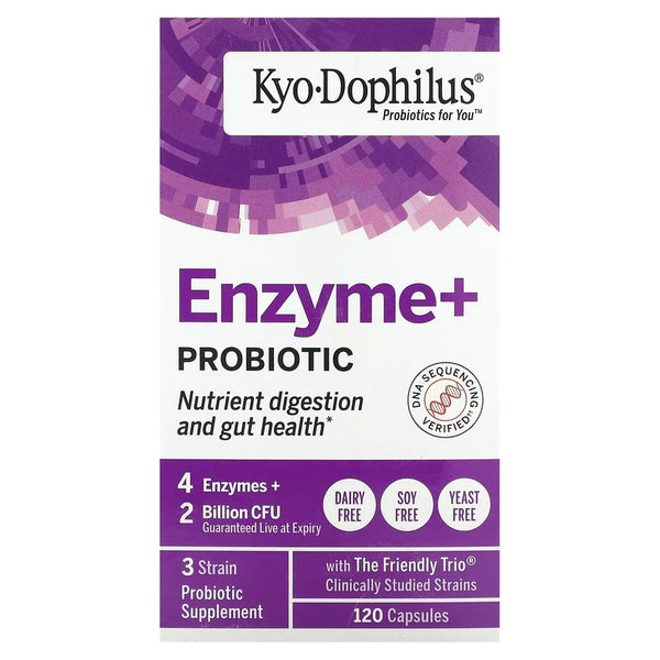 Kyolic Kyo-Dophilus, Enzyme+ Probiotic, 2 Billion, 120 Capsules (1 Billion CFU per Capsule)
