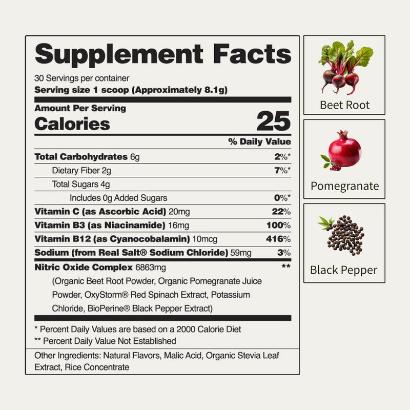 Snap Supplements Nitric Oxide Beet Root Powder Apple Flavor - Support Cardio Health, 250G