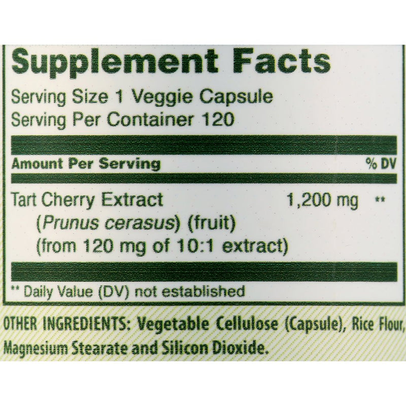Herbal Secrets Tart Cherry Extract 1200 Mg 120 Capsules (Non-Gmo)- Helps Neutralize Free Radical Damage* Promotes Cardiovascular & Joint Health*