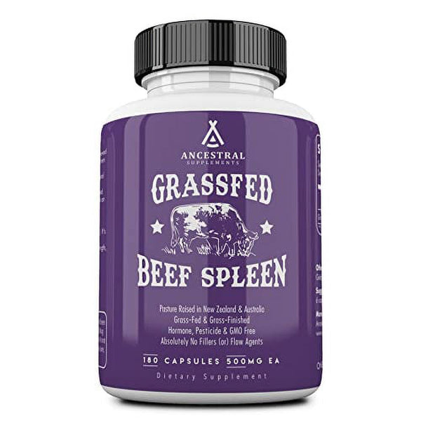Ancestral Supplements Grass Fed Beef Spleen (Desiccated) - Immune, Allergy, Iron (5 X'S More Heme Iron than Liver)