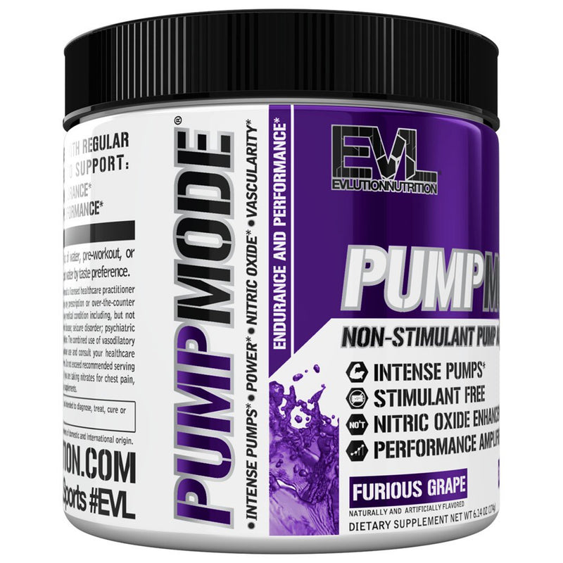 Nitric Oxide Booster Workout Supplement - Evlution Nutrition Pump Mode NO Boost for Performance & Vascularity - Pre Workout Powder 30 Servings (Furious Grape)