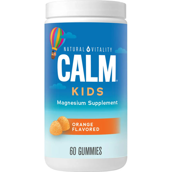 Natural Vitality CALM Kids Sweet Citrus Flavored Magnesium Supplement Gummies, 60 Count