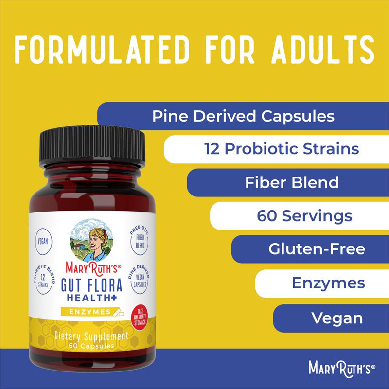 Maryruth Organics | Gut Flora Health+ Enzymes | Vegan, Non-Gmo | 60 Count