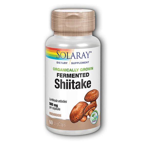 Solaray Fermented Shiitake Mushroom 500Mg | Healthy Immune, Liver & Digestive Function Support | Non-Gmo & Vegan | 60 Vegcaps