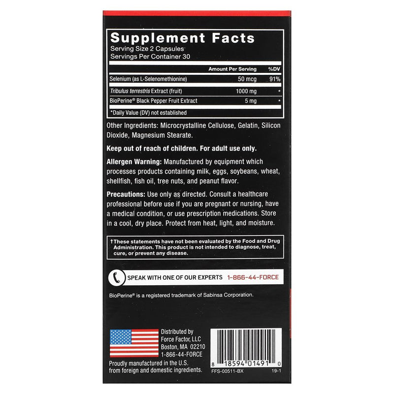 Force Factor Fundamentals Tribulus Terrestris, Key Natural Ingredient Traditionally Used to Boost Male Vitality & Testosterone, 1,000 Mg, 60 Count