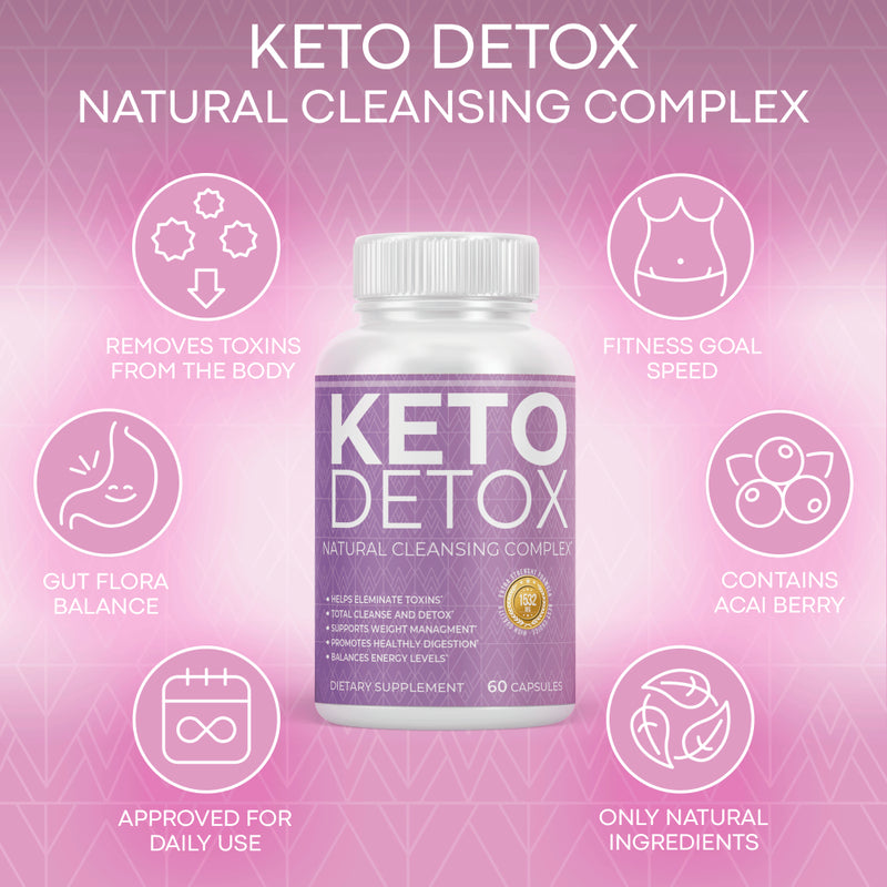 Acoola Keto Detox Pills Advanced Cleansing Extract – Natural Acai Colon Cleanser Formula Using Ketosis & Ketogenic Diet, Flush Toxins & Excess Waste, for Men Women, 60 Capsules