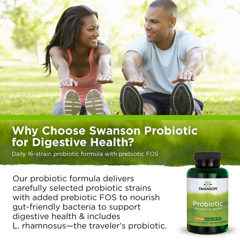 Swanson Probiotic for Digestive Health Vegetable Capsules, 20 Billion Cfu, 60 Count