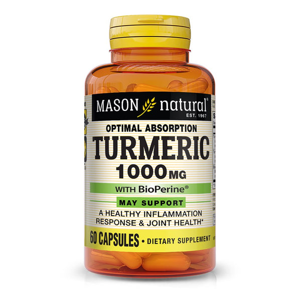 Mason Natural Optimal Absorption Turmeric with Bioperine® - Healthy Inflammatory Response, Improved Joint and Muscle Health, 60 Capsules