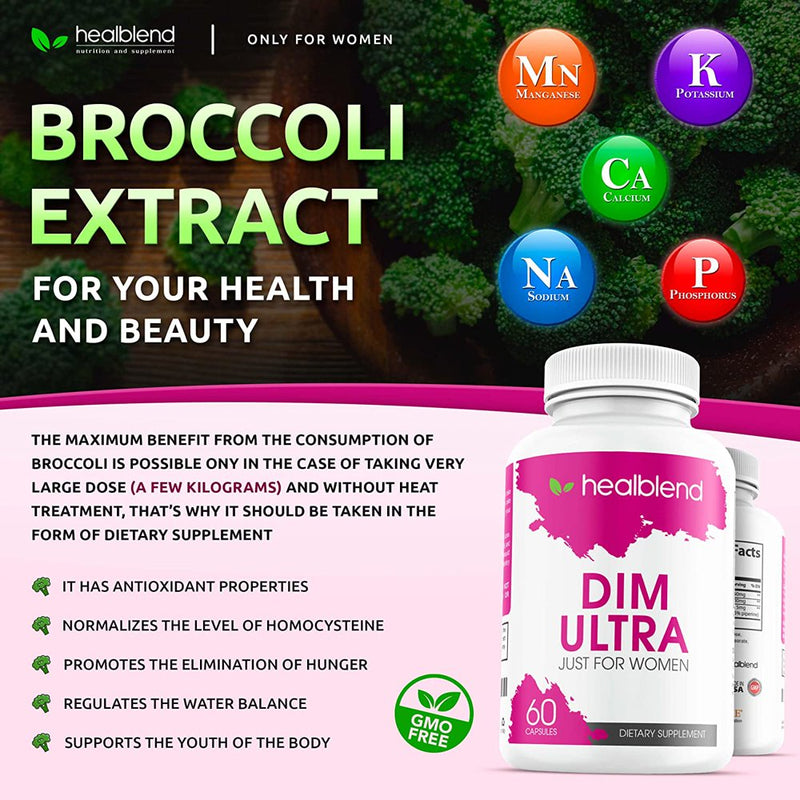 Healblend Ultra DIM Supplement for Women, 350Mg with Bioperine - Estrogen Blocker, Hormone Balance, Menopause Support - 60 Capsules
