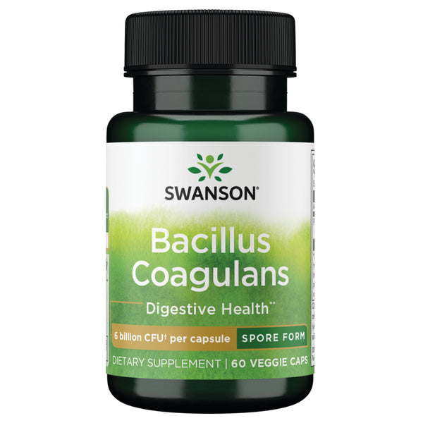 Swanson Bacillus Coagulans - Probiotic Supplement Supporting Digestive Health with 6 Billion CFU - Natural GI Health Support - (60 Veggie Capsules)