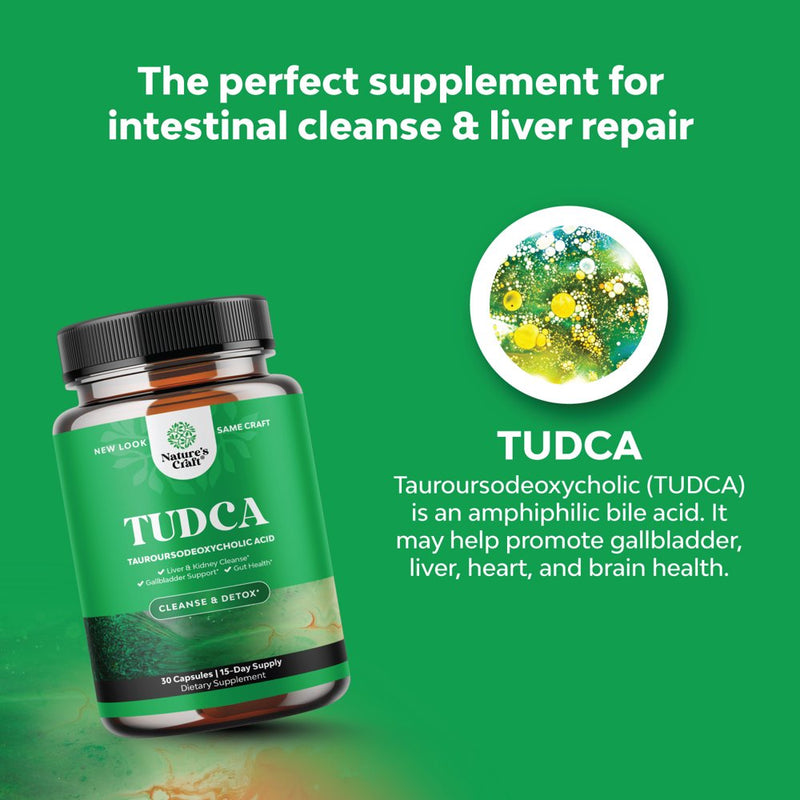 Advanced Bile Salt TUDCA Supplement - Extra Strength TUDCA 500Mg per Serving Bile Salts for Gallbladder Kidney and Liver Support - High Purity Tauro Ursodeoxycholic Acid Liver and Gallbladder Cleanse