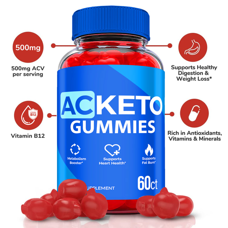 (1 Pack) AC Keto ACV Gummies - Supplement for Weight Loss - Energy & Focus Boosting Dietary Supplements for Weight Management & Metabolism - Fat Burn - 60 Gummies