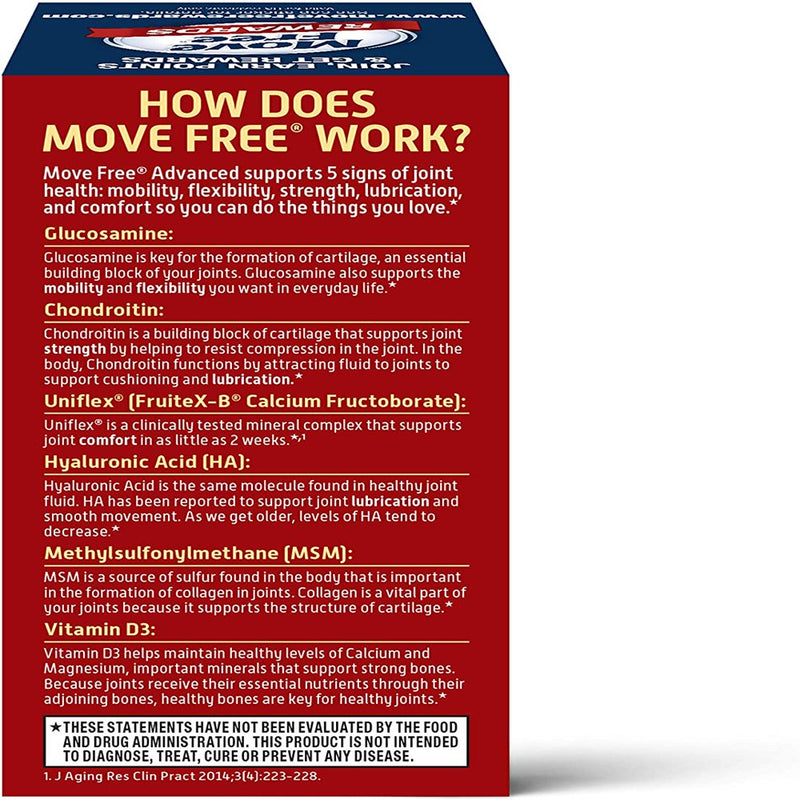 Move Free Advanced, Joint Health Supplement with Glucosamine and Chondroitin 80 Ct - (Pack of 2)