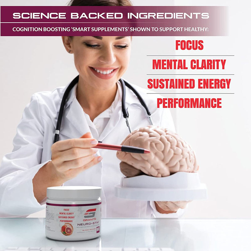 Granite® Neuro-Stim™ (White Peach) Brain Boosting Nootropic + Energy Formula | Supports Healthy Mental Focus, Clarity & Performance | Vegan, Soy Free, Gluten Free (60 Servings)