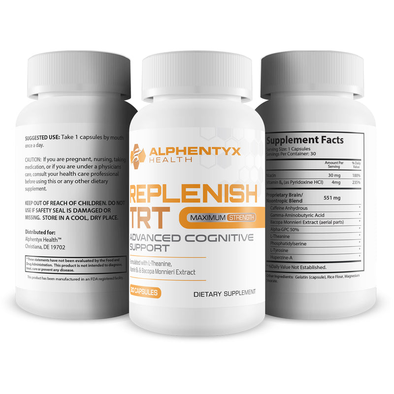 Nootropic by Alphentyx Health Replenish TRT - Brain Booster for Memory, Clarity and Focus - Cognitive Health Supplement - 30 Count